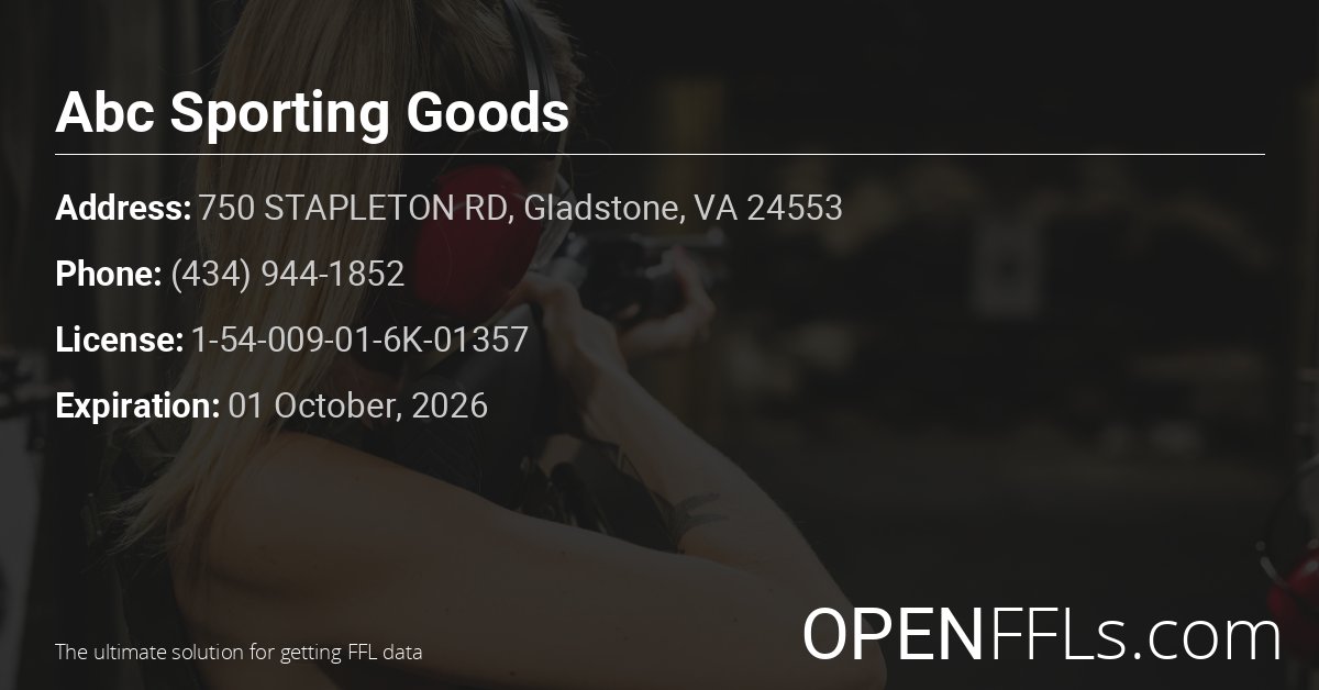 FFL Abc Sporting Goods 1-54-009-01-6K-01357 info card