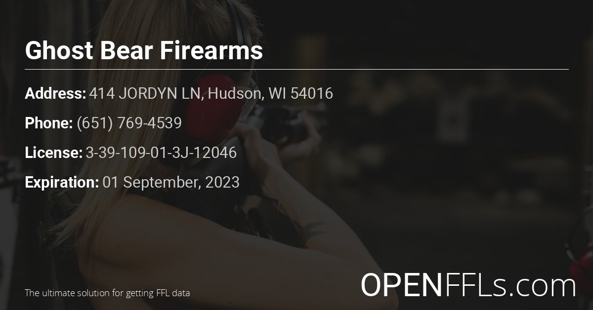 FFL Ghost Bear Firearms 3-39-109-01-3J-12046 info card