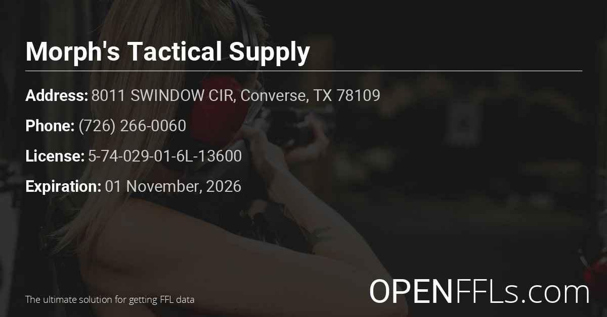 FFL Morph's Tactical Supply 5-74-029-01-6L-13600 info card