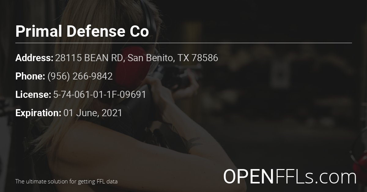 FFL Primal Defense Co 5-74-061-01-1F-09691 info card