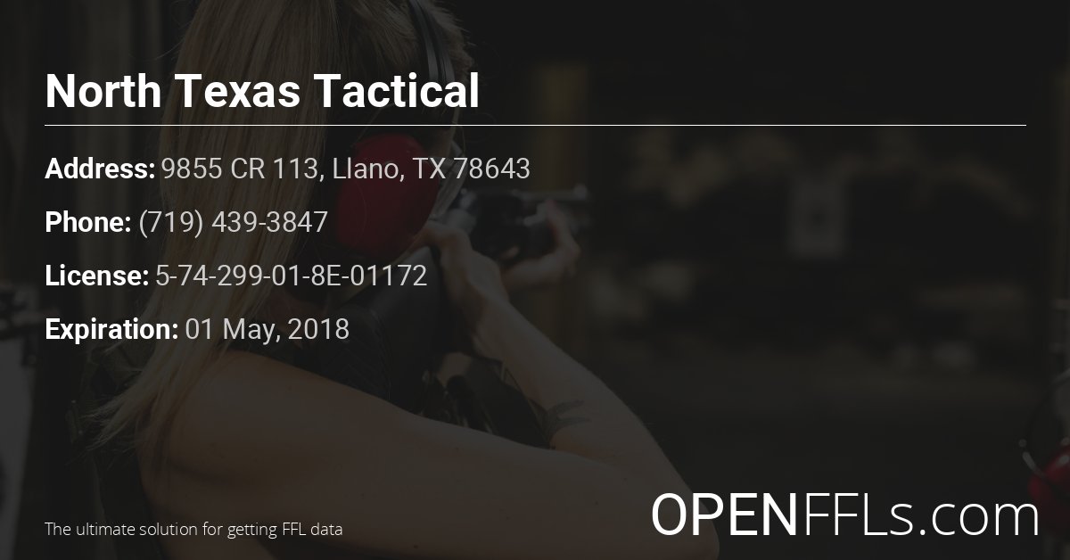 FFL North Texas Tactical 5-74-299-01-8E-01172 info card