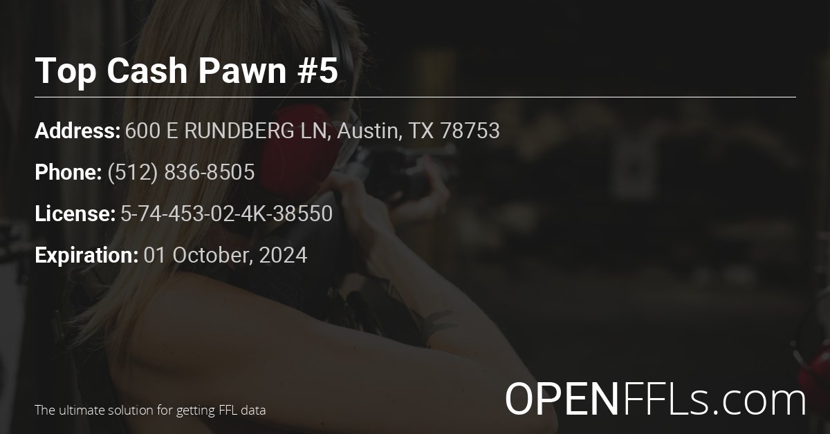 FFL Top Cash Pawn #5 5-74-453-02-4K-38550 info card