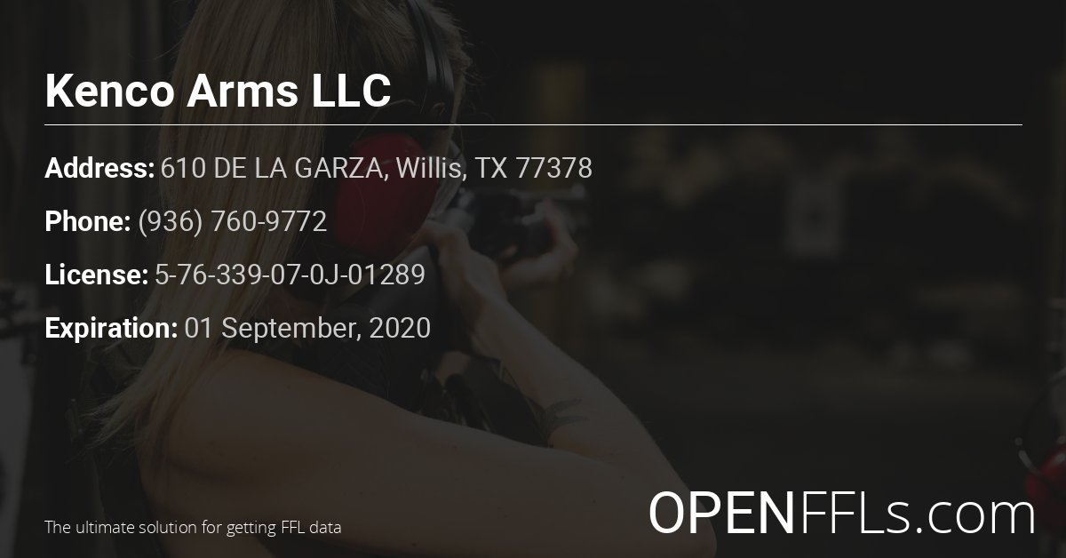 FFL Kenco Arms LLC 5-76-339-07-0J-01289 info card